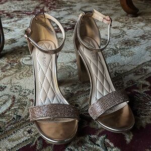 BAMBOO Women's Gold Strappy Heels